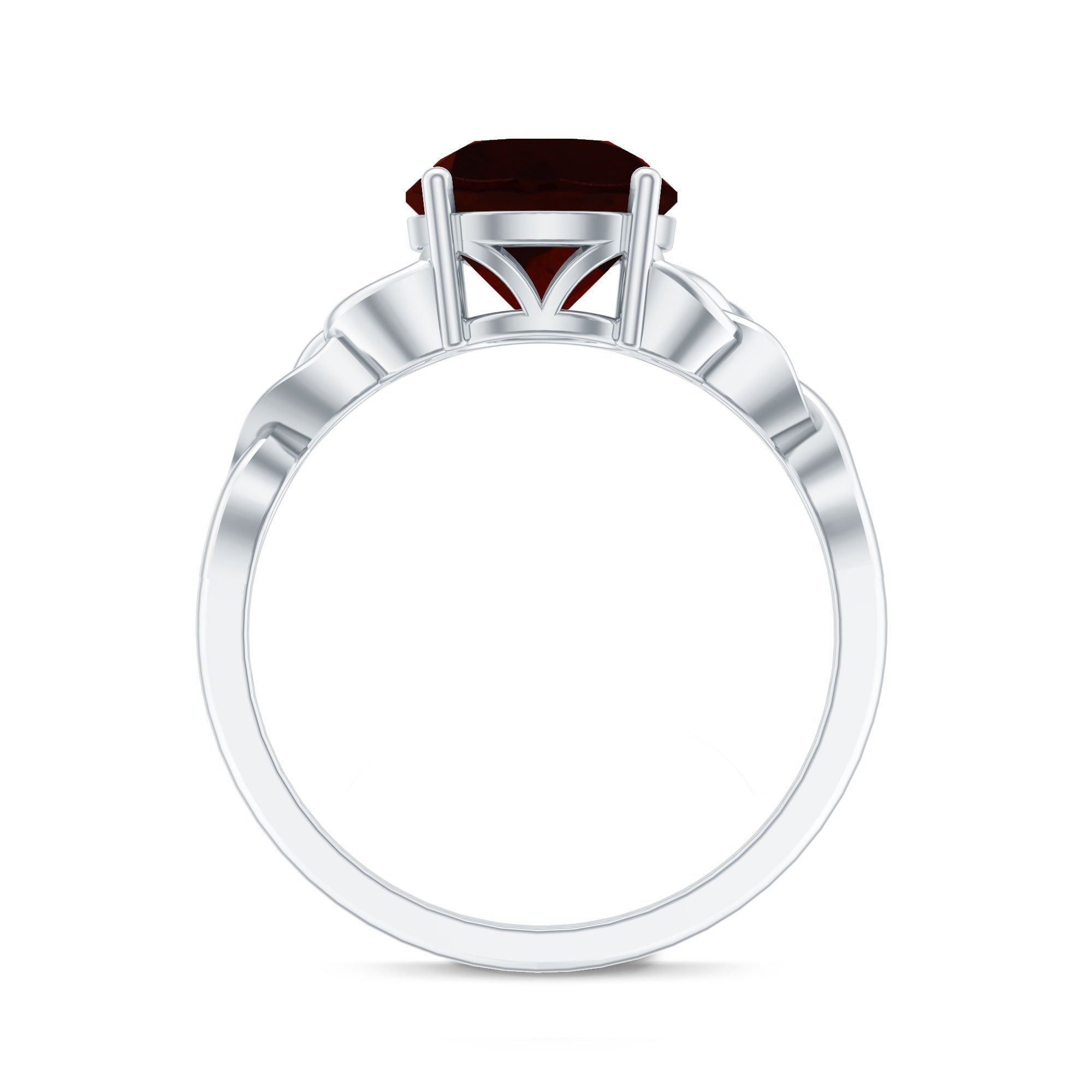 Real 8mm Garnet Solitaire Engagement Ring with Celtic Knot AAA - Rosec Jewels