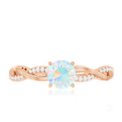 Certified Real Ethiopian Opal Diamond Pre Engagement Ring with Braided Shank AAA - Rosec Jewels