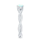 Certified Real Ethiopian Opal Diamond Pre Engagement Ring with Braided Shank AAA - Rosec Jewels