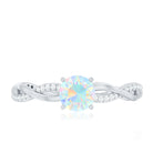 Certified Real Ethiopian Opal Diamond Pre Engagement Ring with Braided Shank AAA - Rosec Jewels