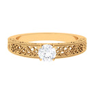 Cubic Zirconia Solitaire Vintage Inspired Filigree Ring in Claw Setting AAAA - Rosec Jewels