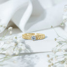 Cubic Zirconia Solitaire Vintage Inspired Filigree Ring in Claw Setting AAAA - Rosec Jewels