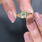 Vintage Inspired Emerald Flower Engagement Ring AAA - Rosec Jewels