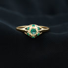 Vintage Inspired Emerald Flower Engagement Ring AAA - Rosec Jewels