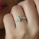 Rosec Jewels-Marquise Cut Emerald Leaf Promise Ring in Bezel Setting