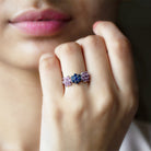 Zooey Deschanel Inspired Lab Grown Sapphire Floral Engagement Ring Lab Created Blue Sapphire - ( AAAA ) - Quality - Rosec Jewels