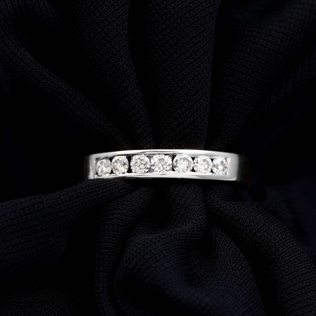Seven Stone Diamond Band Ring in Channel Setting Diamond - ( HI-SI ) - Color and Clarity - Rosec Jewels