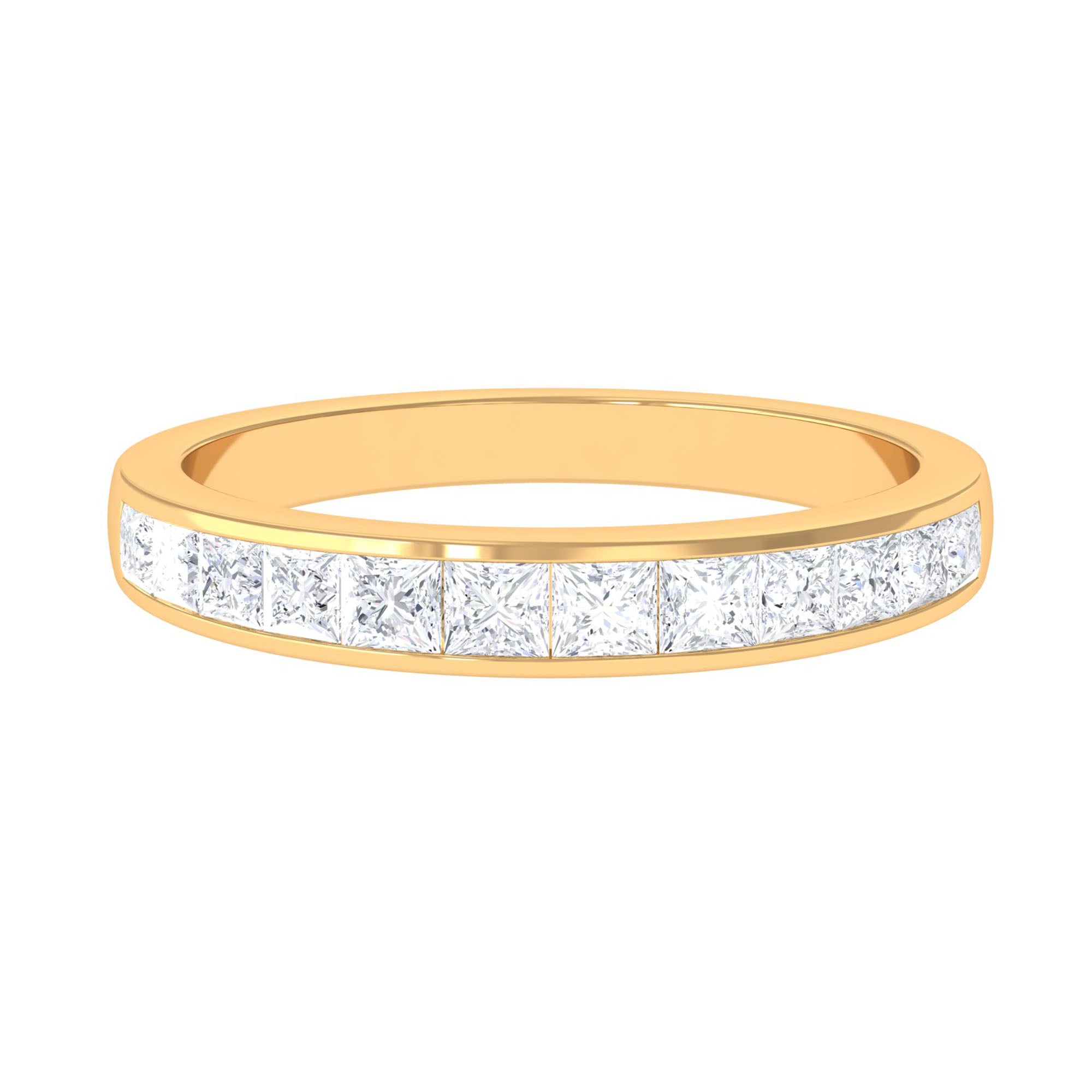 Princess Cut Diamond Semi Eternity Ring in Channel Setting Diamond - ( HI-SI ) - Color and Clarity - Rosec Jewels
