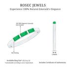 Baguette Cut Real Emerald 3 Stone Ring with Certificate AAA - Rosec Jewels