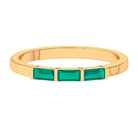 1/2 CT Baguette Cut Emerald Three Stone Stackable Ring Emerald - ( AAA ) - Quality - Rosec Jewels