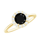 1.3 Carat Lab Created Black and White Diamond Halo Engagement Ring AAAA ( Synthetic ) - Rosec Jewels