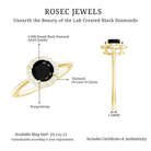 1.3 Carat Lab Created Black and White Diamond Halo Engagement Ring AAAA ( Synthetic ) - Rosec Jewels