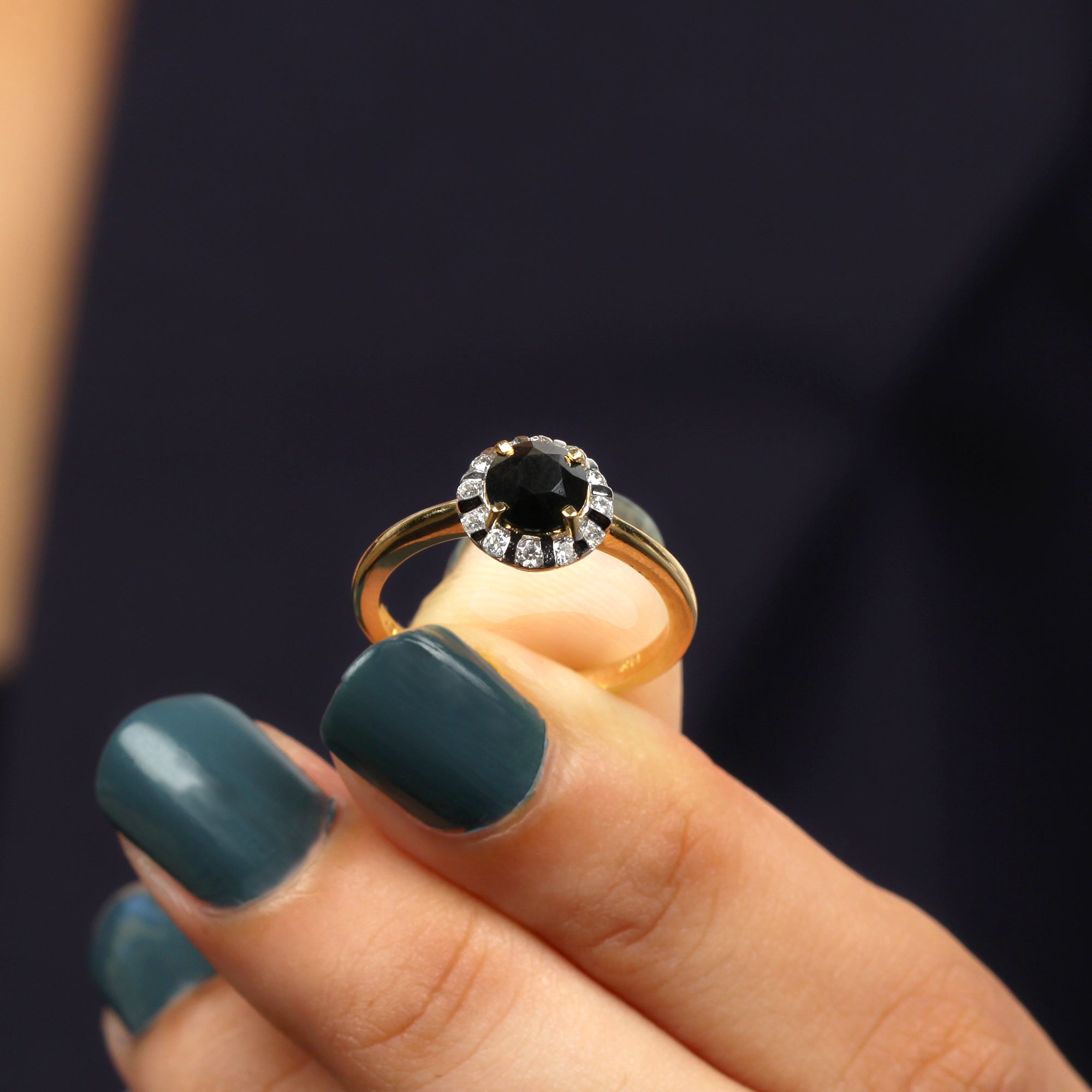 Rosec Jewels-1.75 CT Lab Created Black Diamond Promise Ring with Diamond Halo