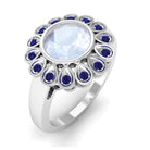 1.25 CT Bezel Set Moonstone Vintage Inspired Engagement Ring with Blue Sapphire AAA - Rosec Jewels