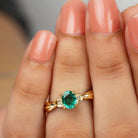 Oval Emerald Solitaire Ring with Diamond Emerald - ( AAA ) - Quality - Rosec Jewels