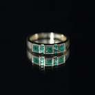 Natural Emerald Princess Cut Band Ring AAA - Rosec Jewels