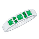 Natural Emerald Princess Cut Band Ring AAA - Rosec Jewels