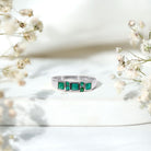 Natural Emerald Princess Cut Band Ring AAA - Rosec Jewels