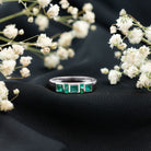 Natural Emerald Princess Cut Band Ring AAA - Rosec Jewels