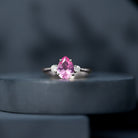 1 CT Lab Grown Pink Sapphire Teardrop Engagement Ring with Diamond AAAA - Rosec Jewels