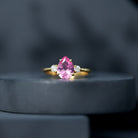 1 CT Lab Grown Pink Sapphire Teardrop Engagement Ring with Diamond AAAA - Rosec Jewels