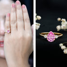 1 CT Lab Grown Pink Sapphire Teardrop Engagement Ring with Diamond AAAA - Rosec Jewels
