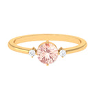 Round Morganite Solitaire Promise Ring with Diamond Morganite - ( AAA ) - Quality - Rosec Jewels