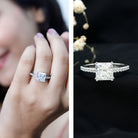 3 Carat Moissanite Princess Cut Engagement Ring With Double Prongs D-VS1 - Rosec Jewels