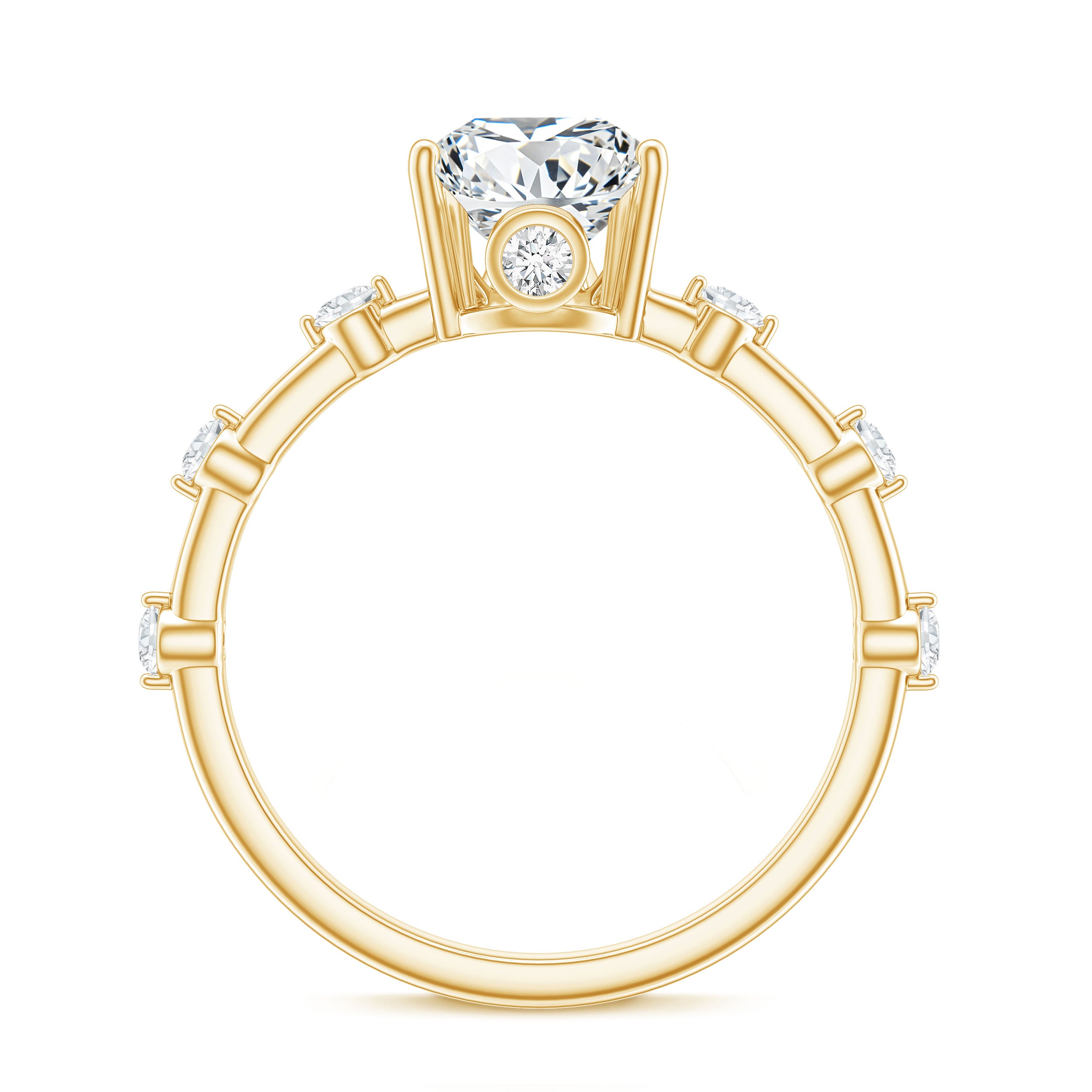 Pear Shaped Moissanite Engagement Ring with Spaced Accent D-VS1 - Rosec Jewels