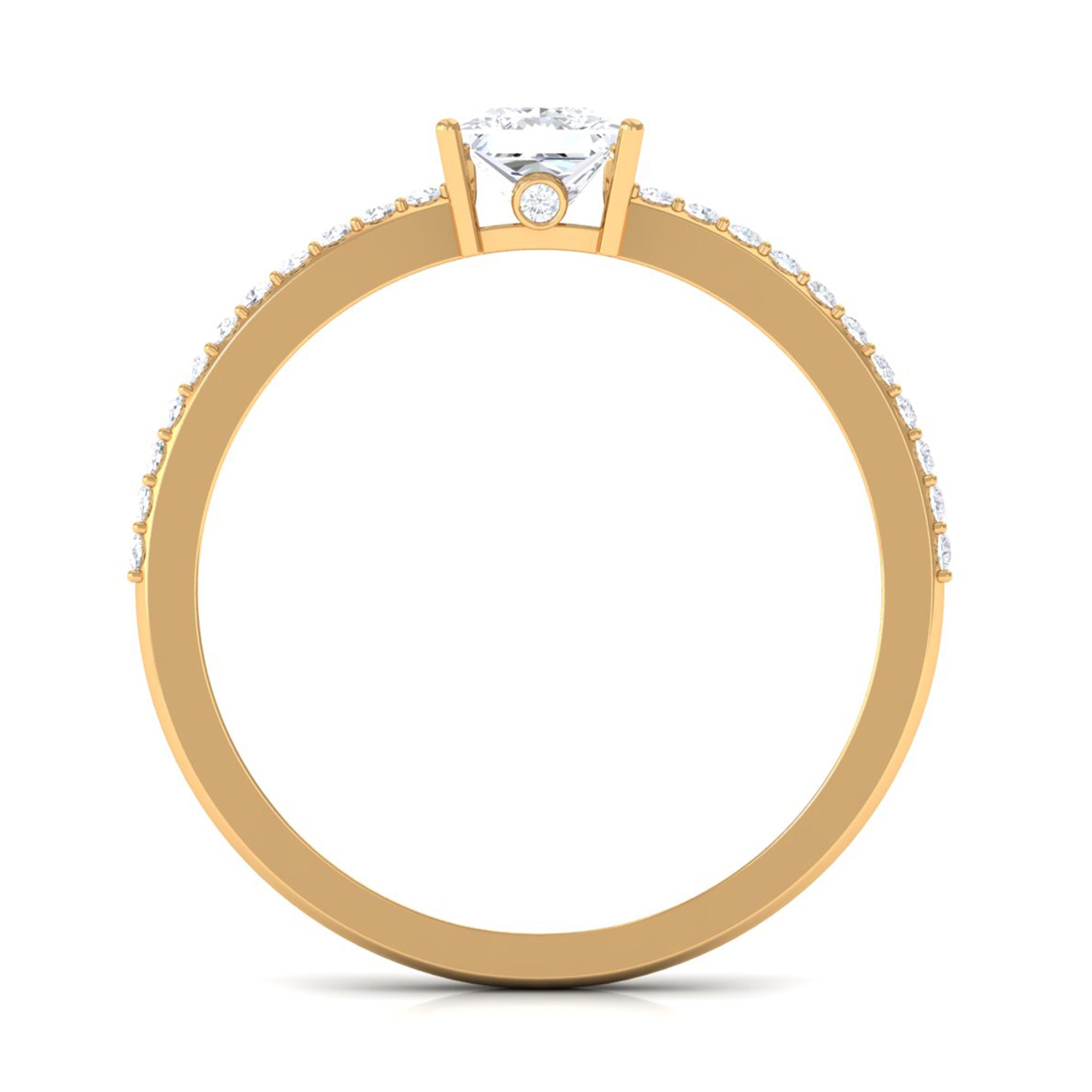 3/4 CT Princess Cut Zircon Solitaire Ring with Surprise and Side Stones AAAA - Rosec Jewels