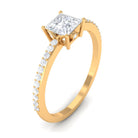 3/4 CT Princess Cut Zircon Solitaire Ring with Surprise and Side Stones AAAA - Rosec Jewels