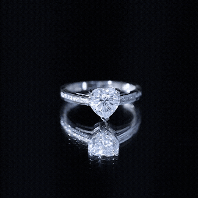 Moissanite 8MM Heart Engagement Ring with Side Stones D-VS1 - Rosec Jewels