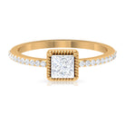 3/4 CT Princess Cut Zircon Solitaire Ring with Side Stones AAAA - Rosec Jewels