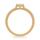 3/4 CT Princess Cut Zircon Solitaire Ring with Side Stones AAAA - Rosec Jewels