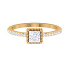 3/4 CT Princess Cut Zircon Solitaire Ring with Side Stones AAAA - Rosec Jewels