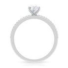 3/4 CT Princess Cut Cubic Zircon Solitaire Ring with Side Stones AAAA - Rosec Jewels