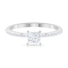 3/4 CT Princess Cut Cubic Zircon Solitaire Ring with Side Stones AAAA - Rosec Jewels