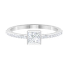 3/4 CT Bezel Set Cubic Zircon Solitaire Ring with Side Stones AAAA - Rosec Jewels