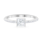3/4 CT Bezel Set Cubic Zircon Solitaire Ring with Side Stones AAAA - Rosec Jewels