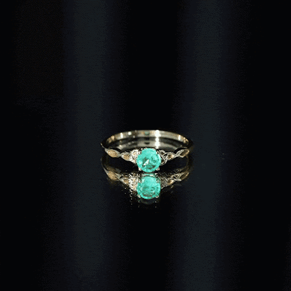 Solitaire Round Emerald Promise Ring with Celtic Band AAA - Rosec Jewels