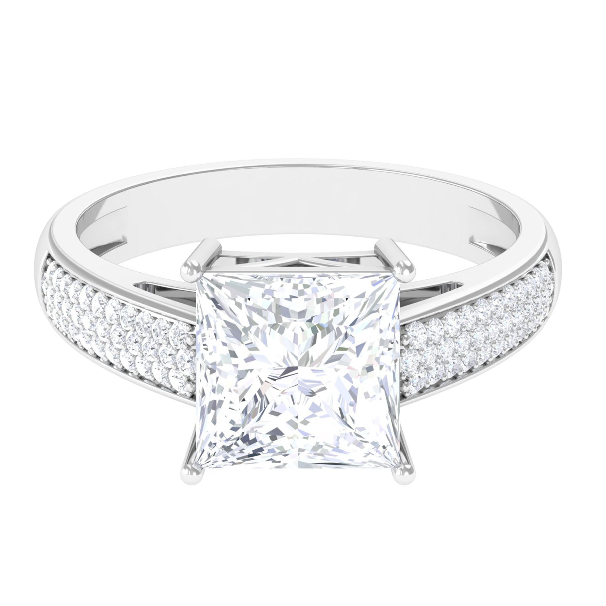 Princess Cut Moissanite Engagement Ring Moissanite - ( D-VS1 ) - Color and Clarity - Rosec Jewels