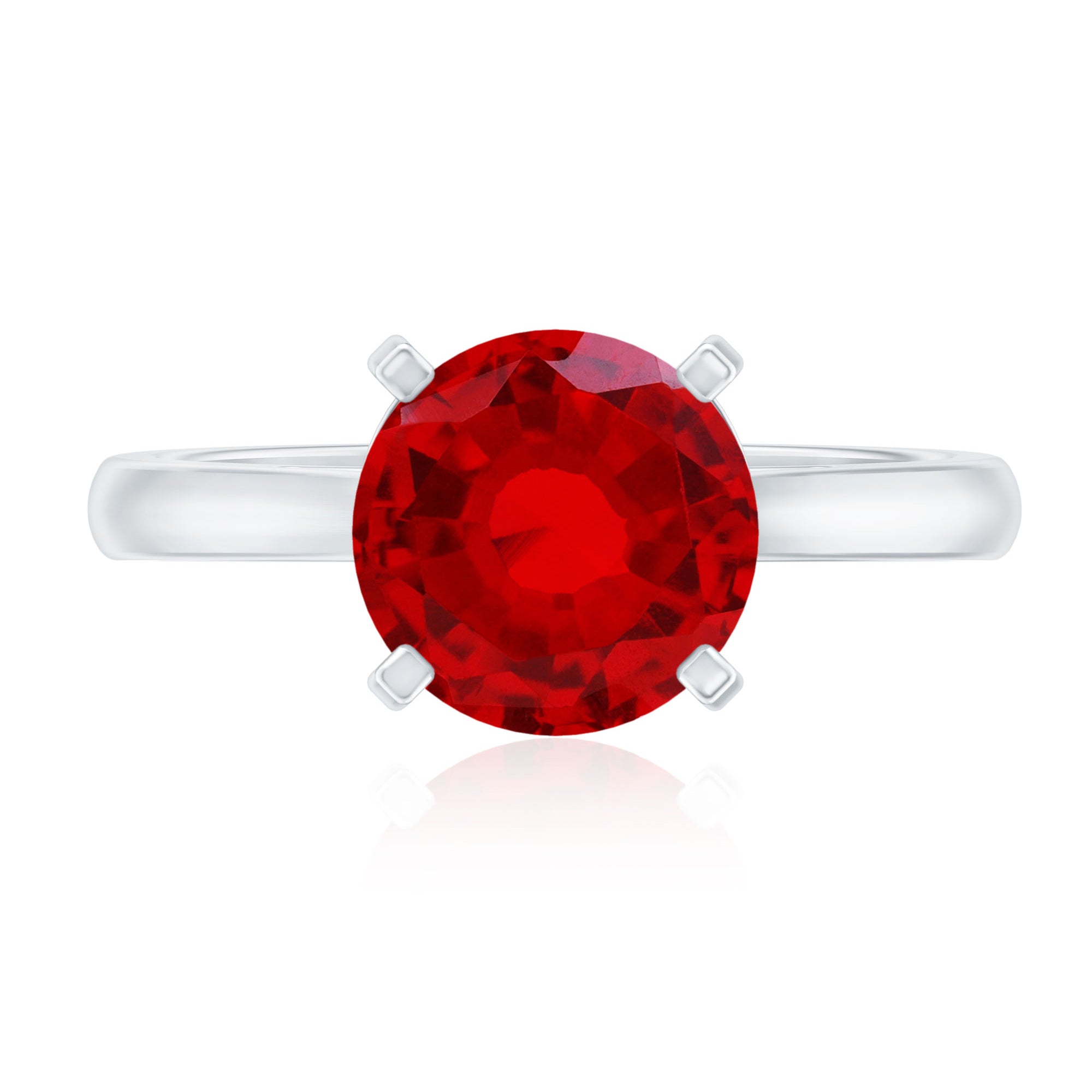 Round Lab Grown Ruby Solitaire Engagement Ring – Rosec Jewels