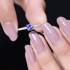 Natural Tanzanite Diamond Promise Ring for Engagement AAA - Rosec Jewels
