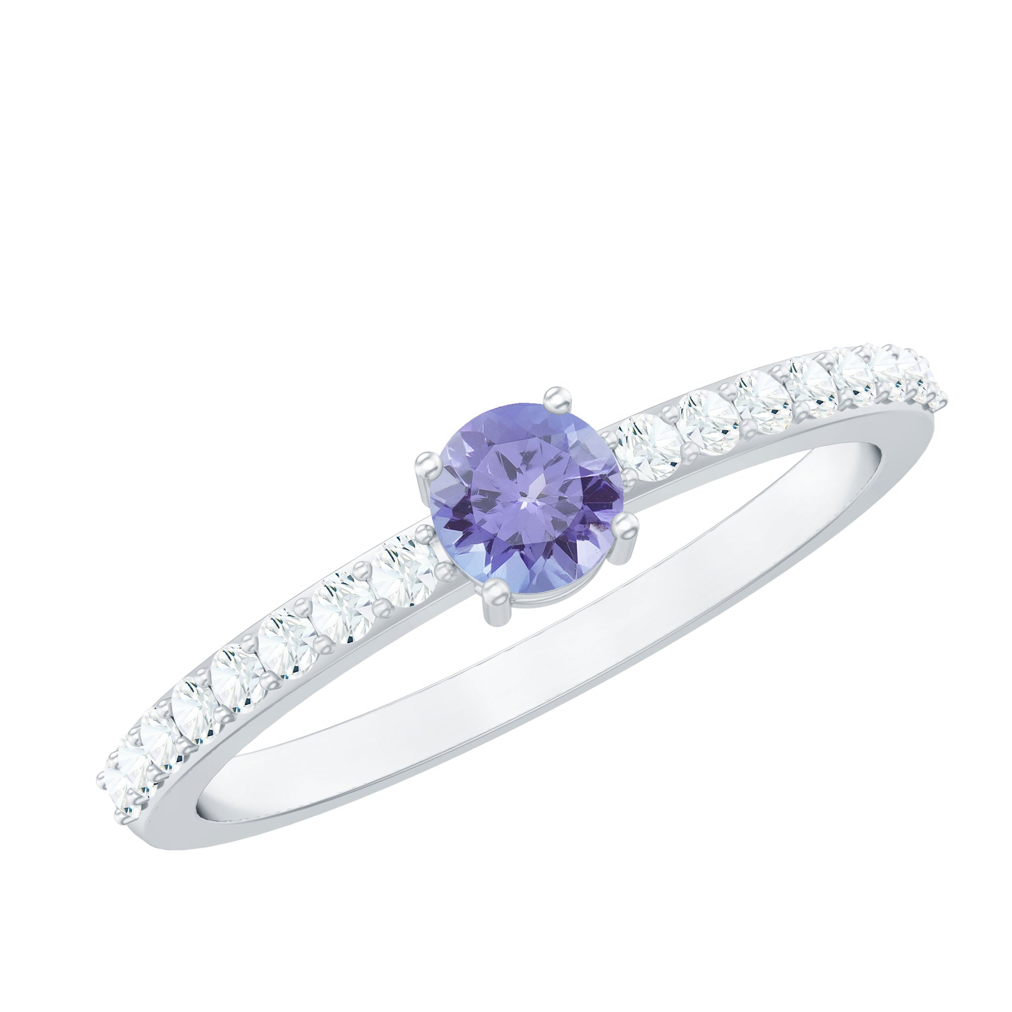 Rosec Jewels-Natural Tanzanite Diamond Promise Ring for Engagement