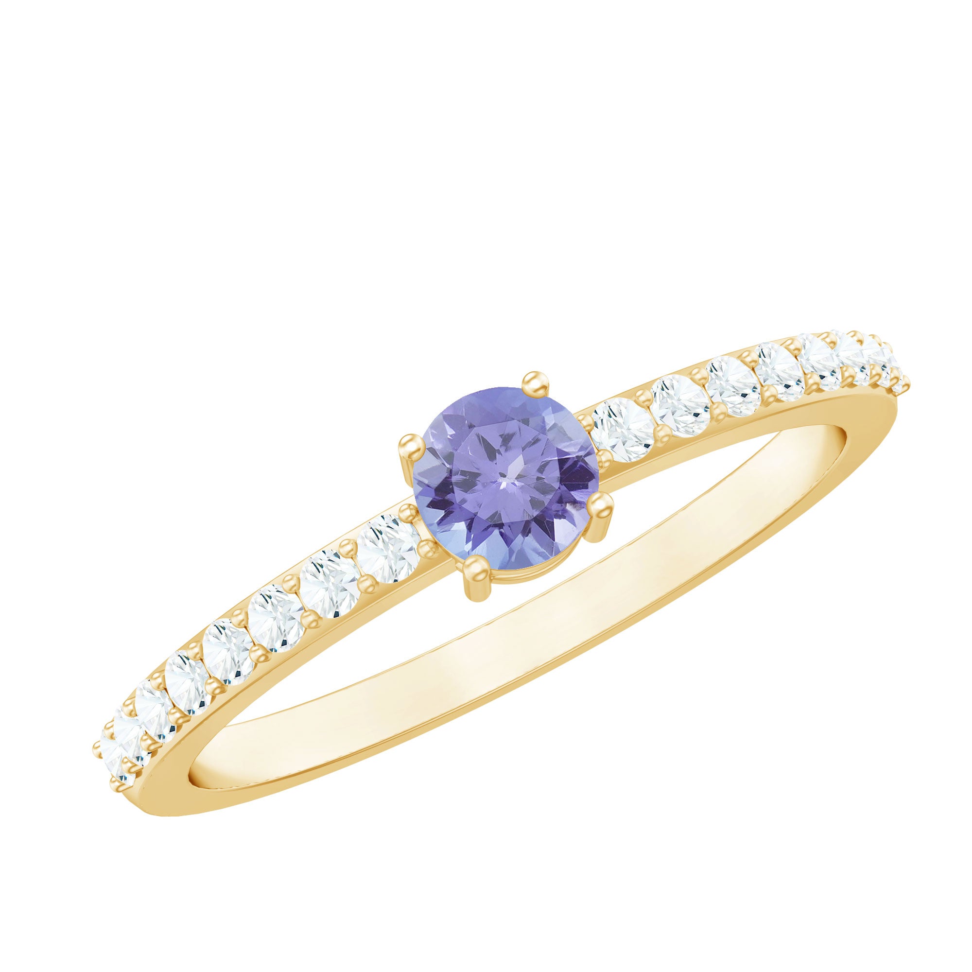 Natural Tanzanite Diamond Promise Ring for Engagement AAA - Rosec Jewels