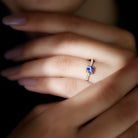 Natural Tanzanite Diamond Promise Ring for Engagement AAA - Rosec Jewels