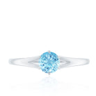 Natural Aquamarine Solitaire Promise Ring in 6 Prong Setting AAA - Rosec Jewels