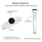 Rosec Jewels-Natural Black Spinel Bezel Set Engagement Ring with Diamond Side Stones