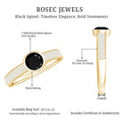 Rosec Jewels-Natural Black Spinel Bezel Set Engagement Ring with Diamond Side Stones