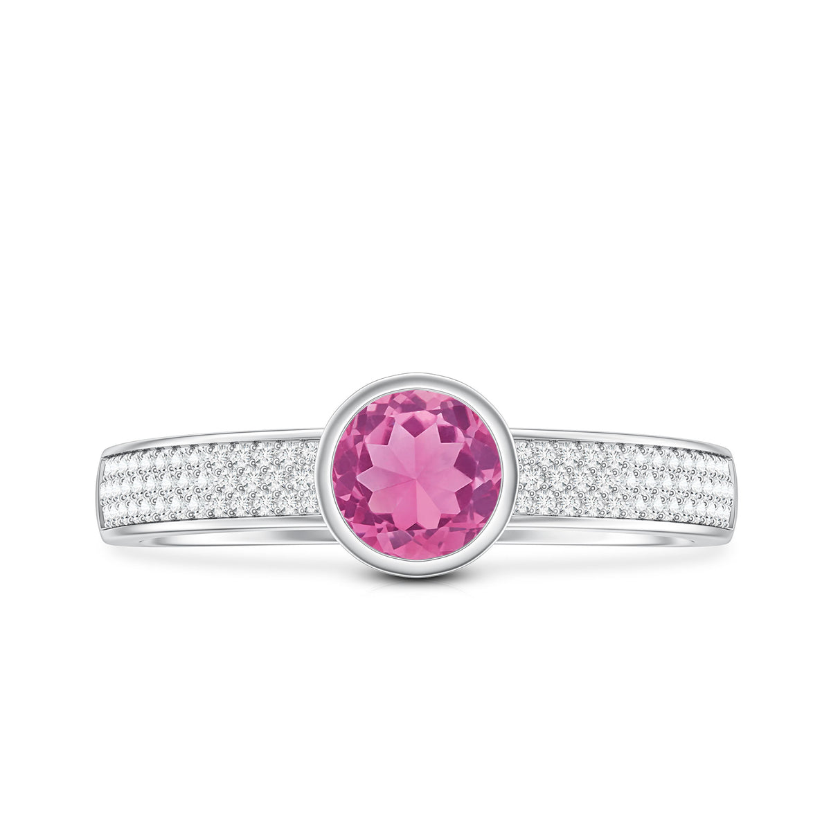 0.4 Carat Solitaire Pink Tourmaline and Diamond Engagement Ring AAA - Rosec Jewels